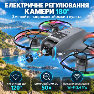 Квадрокоптер XKJ K200 MAX — дрон з HD камерою, БК моторами, Optical Flow, уникненням перешкод, пультом з екраном 5,9", до 15 хвилин польоту, дальністю до 100 м, сірий. Photo 2